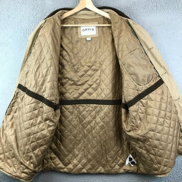 Orvis Barn Coat Jacket Tan Corduroy Collar Quilted Lining Mens XL - Picture 3 of 15